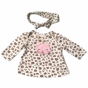 CHILD OF MINE Dress and Matching Headband Floral Cotton Size Newborn